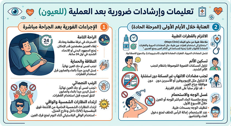التعليمات والإرشادات الضرورية بعد العملية
