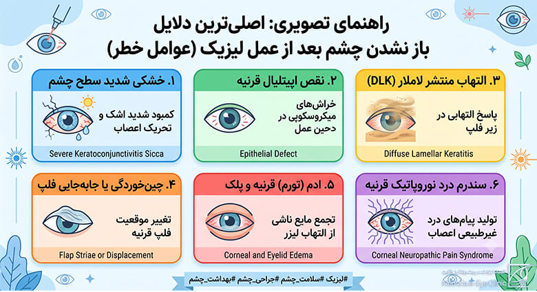 اصلیترین دلایل و علت باز نشدن چشم بعد از عمل لیزیک