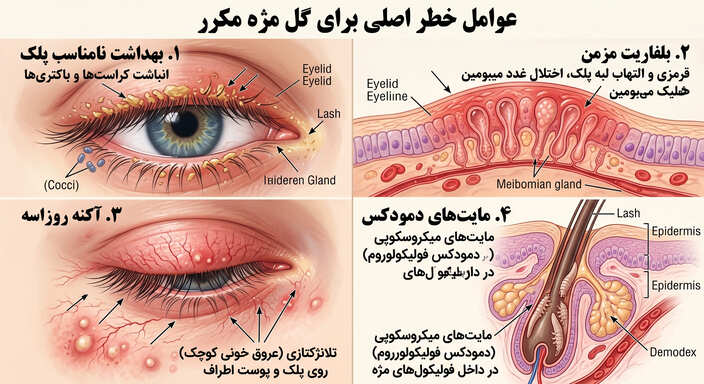 عوامل خطر و زمینه‌ساز ابتلا به گل مژه